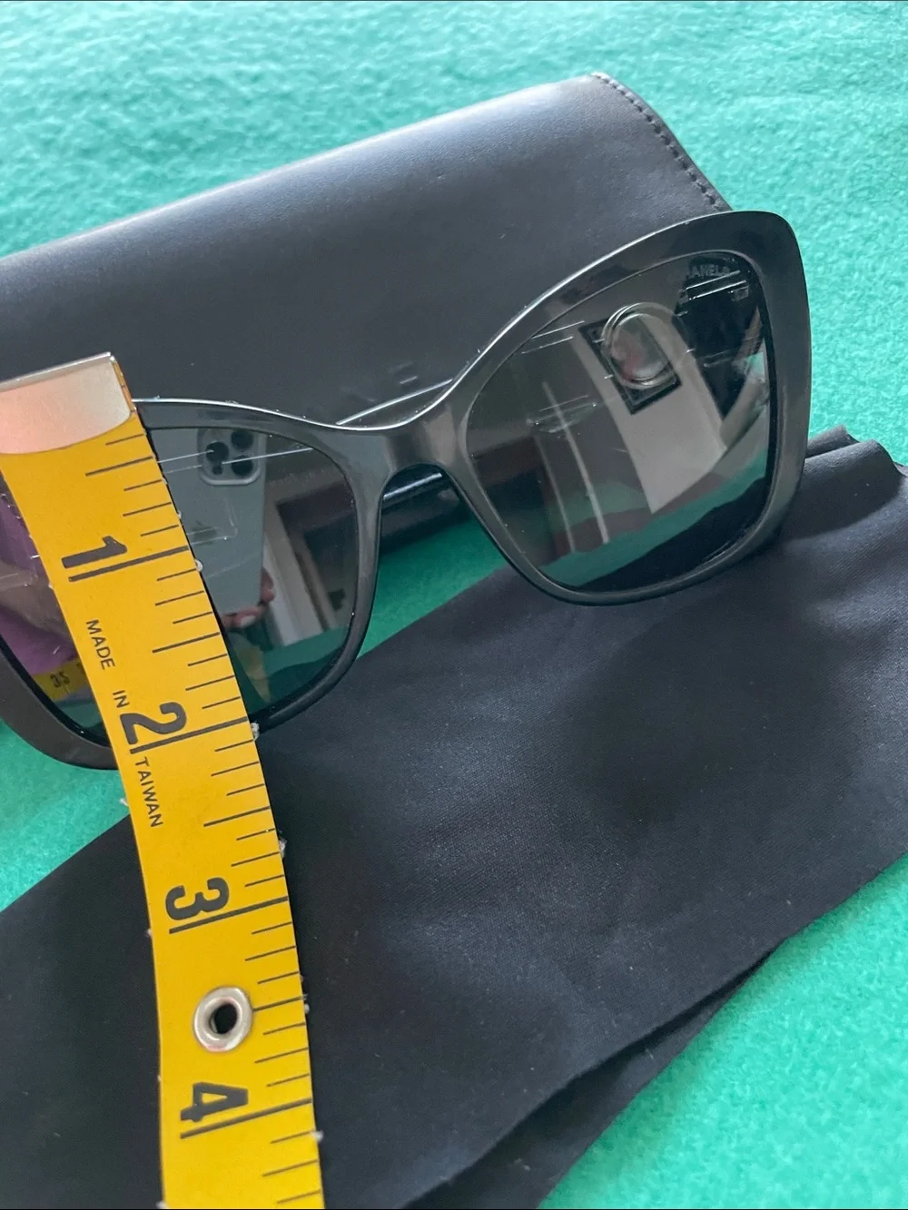 CHANEL Authentic Black Cat-Eye Sunglasses with Silver Hardware